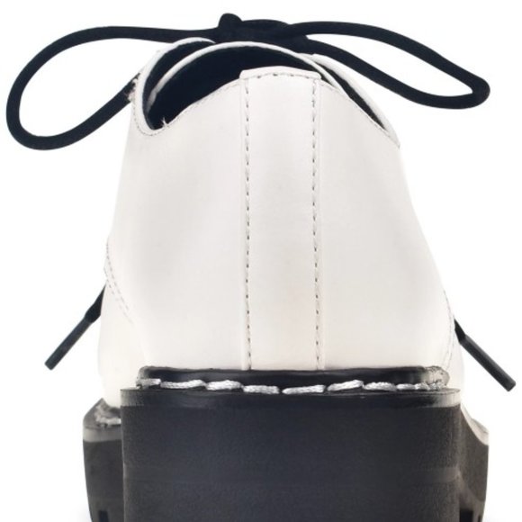 NEW Wild Pair Rainee White Platform Lug Sole Oxford Flats - Picture 3 of 5